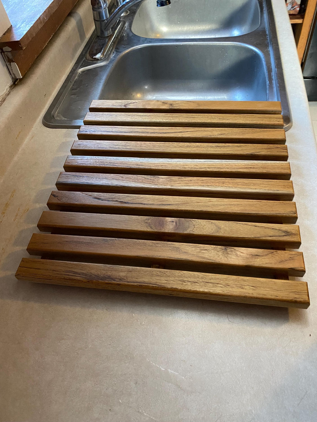 Teak dish drying rack