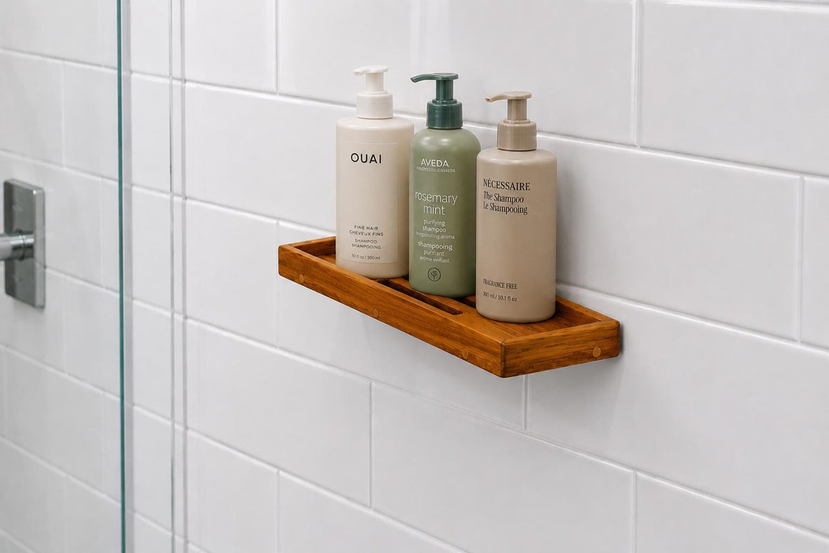 Teak shower organizer