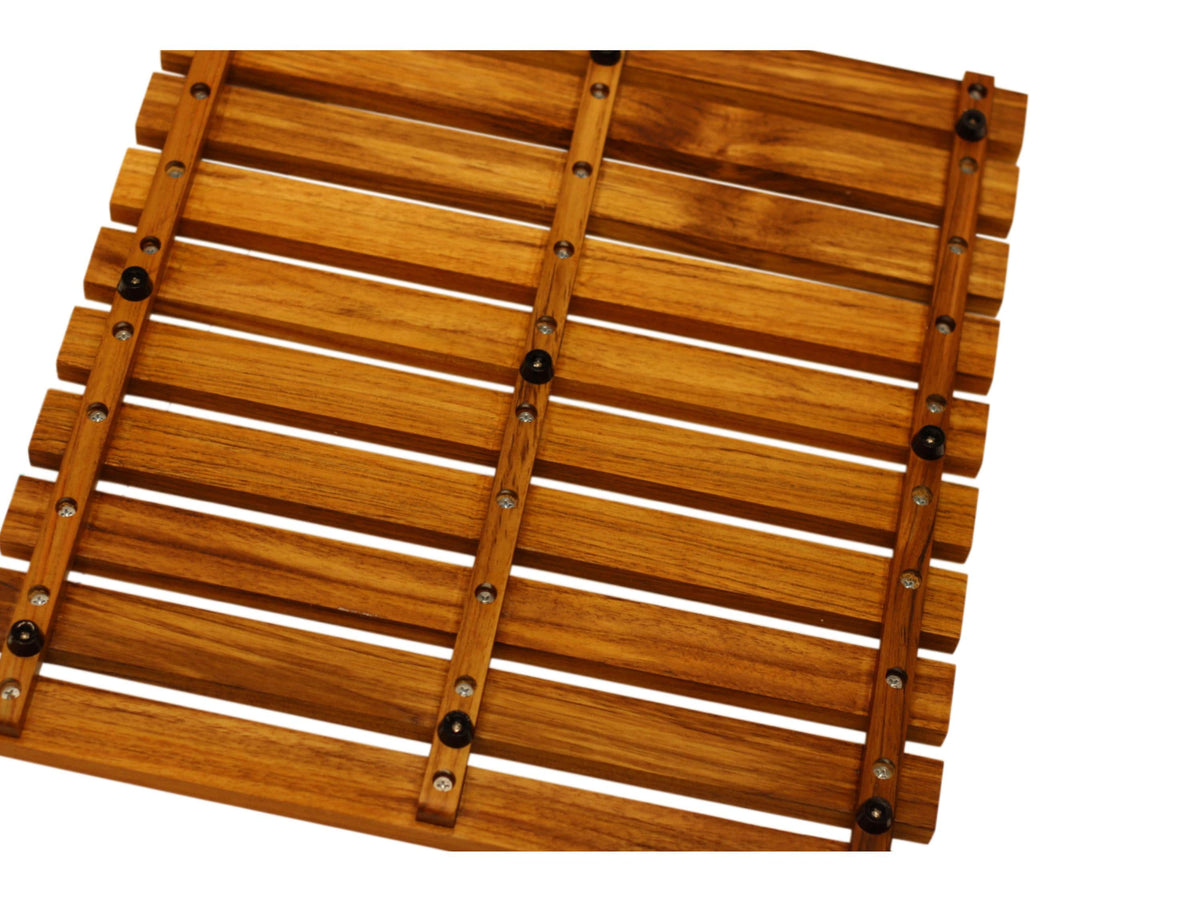Teak dish drying rack from bottom