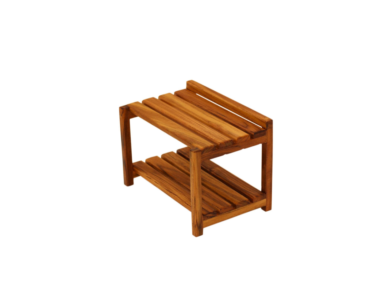 Teak bench side angle