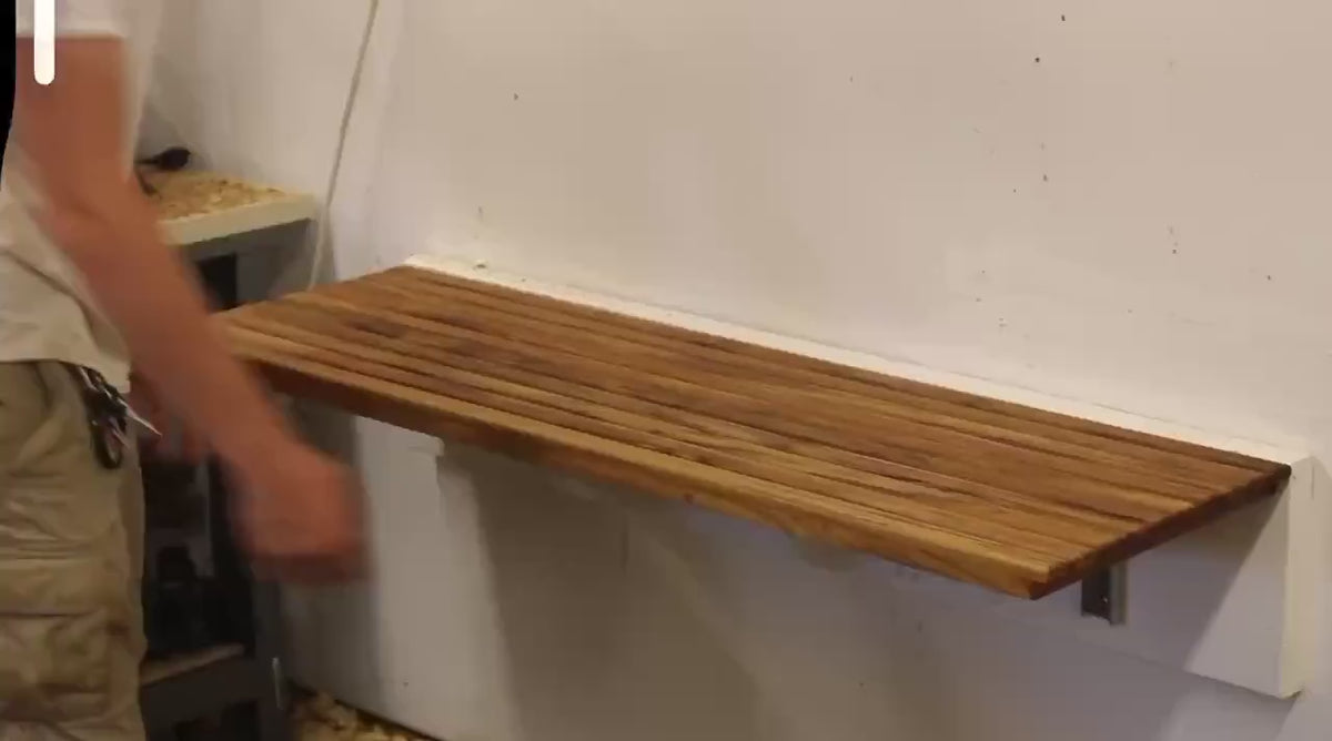 Extra-Long Teak Folding Shower Bench | Wall-Mounted Seat